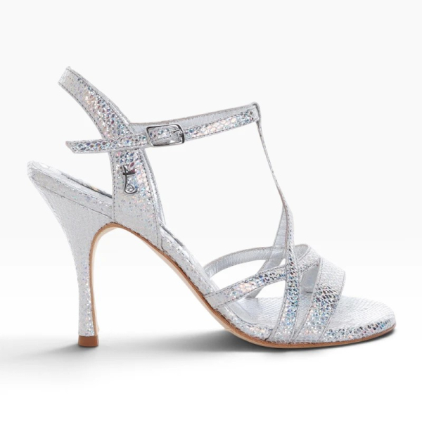 GAIA PPITONCINO ARGENTO CANGIANTE HEEL 9CM