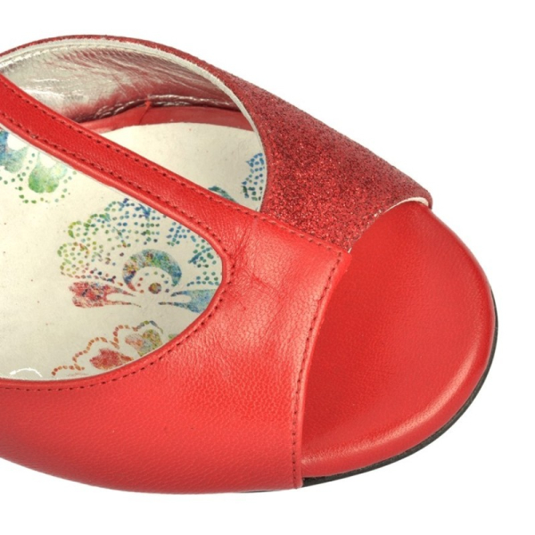 Preview: N11B Nappa rossa Glitter Heel 9 cm